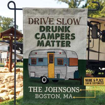 Camping Drive Slow Personalized Flag - Gift for Campers - Thegiftio UK