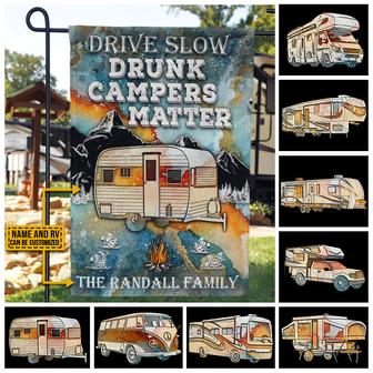 Camping Drunk Camper Blue Earth Custom Flag - Gift for RVers - Thegiftio UK