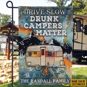 Camping Drunk Camper Matter Custom Flag - Gift for Campers - Thegiftio UK