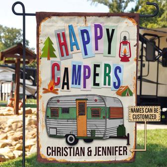 Personalized Camping Happy Campers Flag - Gift for Couples - Thegiftio UK