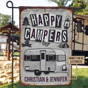 Camping Happy Campers Sketch Custom Flag - Gift for Couples - Thegiftio UK