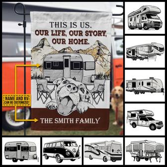 Camping Map Dog Our Home Custom Flag - Gift for Pet Lovers - Thegiftio UK