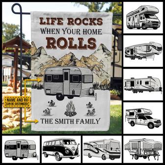 Camping Map Life Rocks Personalized Flag - Gift for Campers - Thegiftio UK
