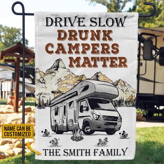 Drunk Matter Personalized Garden Flag - Gift for Campers - Thegiftio UK