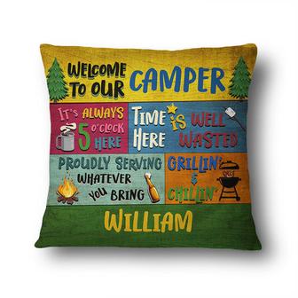 Personalized Camping Proudly Serving Pillow - Camping Gift - Thegiftio UK