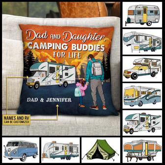 Camping Retro Dad And Daughter Custom Pillow - Gift for Dad - Thegiftio UK