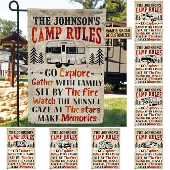 Camping Rules Personalized Flag - Gift for Campers - Thegiftio UK