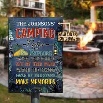 Camping Rules Make Memories Custom Metal Sign - Camper Gift - Thegiftio UK