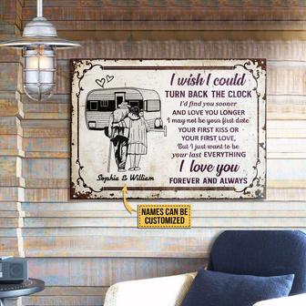 Personalized Camping Sketch Turn Back The Clock Metal Sign - Thegiftio UK