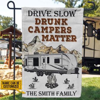 Personalized Camping Travel Trailer Drunk Camper Flag - Thegiftio UK