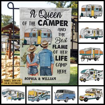 Personalized Camping Young Couple Custom Flag - Thegiftio UK