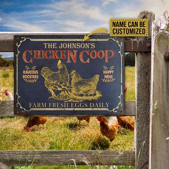 Personalized Chicken Coop Black Farm Fresh Eggs Metal Sign - Thegiftio UK