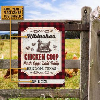Chick Chicken Coop Fresh Eggs Laid Daily Custom Metal Sign - Thegiftio UK