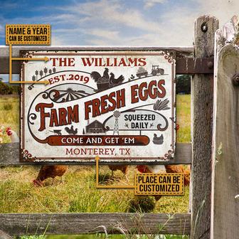 Personalized Chicken Farm Fresh Eggs Custom Metal Sign - Thegiftio UK