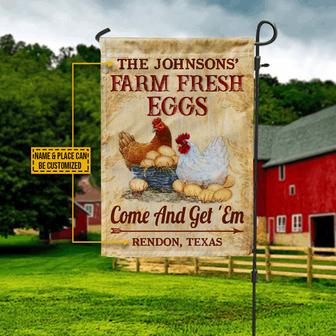 Personalized Chicken Farm Fresh Eggs Custom Flag - Gift - Thegiftio UK