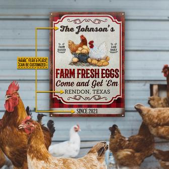 Personalized Chicken Farm Raised Laid Daily Metal Sign - Thegiftio UK