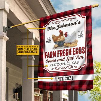 Personalized Chicken Farm Raised Laid Daily Custom Flag - Thegiftio UK