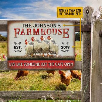 Personalized Chicken Farmhouse The Gate Open Metal Sign - Thegiftio UK