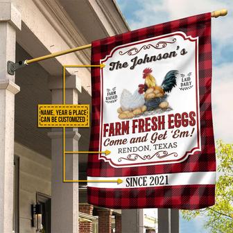 Personalized Chicken Fresh Eggs Custom Flag - Farm Gift - Thegiftio UK