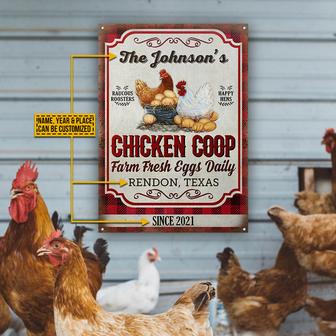 Happy Hens Fresh Eggs Daily Custom Metal Sign - Farm Gift - Thegiftio UK