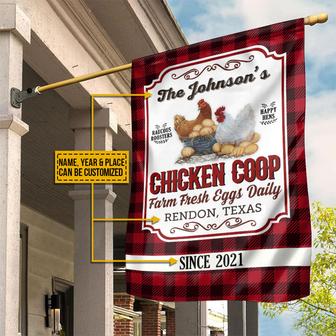 Happy Hens Fresh Eggs Daily Personalized Flag - Garden Gift - Thegiftio UK