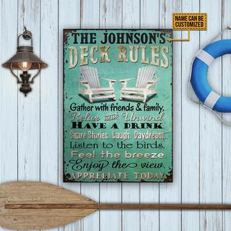 Deck Rules Gather With Friends Custom Metal Sign - Gift - Thegiftio UK