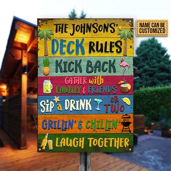 Personalized Deck Rules Kick Back Custom Metal Sign - Gift - Thegiftio UK