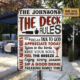 Deck Rules Sit And Relax Custom Metal Sign - Gift for Home - Thegiftio UK