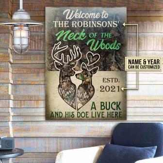 Personalized Deer Couple Camo Live Here Metal Sign - Gift - Thegiftio UK