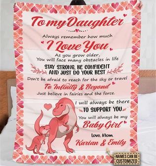Personalized Dinosaur You Will Always Be My Baby Girl Customized Fleece Blanket - Thegiftio UK