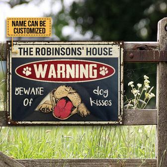 Beware Of Kisses Personalized Metal Sign - Dog Lovers Gift - Thegiftio UK