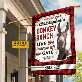 Donkey Ranch Live Like Flannel Personalized Flag - Farm Gift - Thegiftio UK