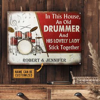 Drum Old Couple Personalized Metal Sign - Gift for Couples - Thegiftio UK