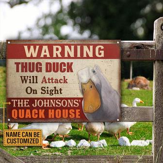 Personalized Duck Warning Thug Duck Metal Sign - Thegiftio UK