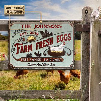 Farm Chicken Fresh Eggs Get 'Em Custom Metal Sign - Gift - Thegiftio UK