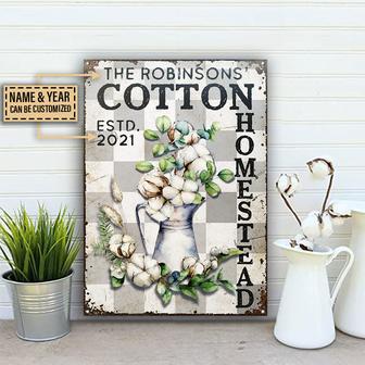 Personalized Farmhouse Cotton Homestead Metal Sign - Gift - Thegiftio UK