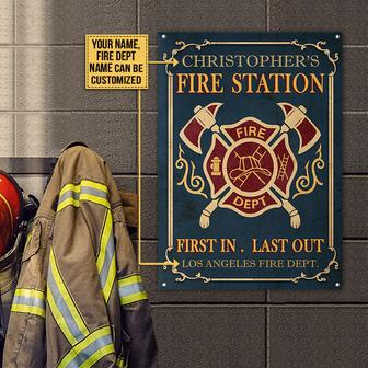 Firefighter Vertical Fire Station Custom Metal Sign - Gift - Thegiftio UK