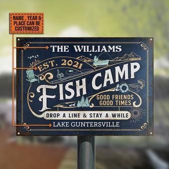 Fish Camp Drop A Line Custom Metal Sign - Gift for Fishermen - Thegiftio UK