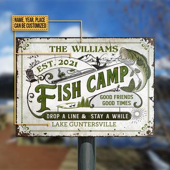 Fishing Camp Drop A Line Custom Metal Sign - Fisherman Gift - Thegiftio UK