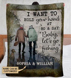Personalized Fishing Hold Your Hand Fleece Blanket - Thegiftio UK