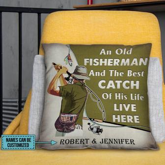 The Best Catch Live Here Custom Pillow - Gift for Couple - Thegiftio UK