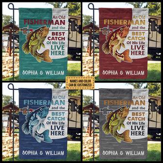 Fishing Old Fisherman Personalized Flag - Gift for Fisherman - Thegiftio UK