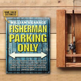 Personalized Fishing Parking Only Metal Sign - Thegiftio UK