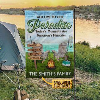 Welcome To Our Paradise Personalized Flag - Fishing Gift - Thegiftio UK