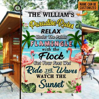 Flamingo Beach Paradise Rule Custom Flag - Gift for Summer - Thegiftio UK