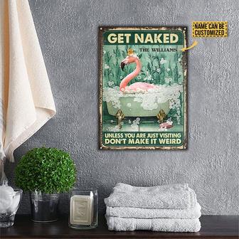 Flamingo Get Naked Custom Metal Sign - Gift for Friends - Thegiftio UK
