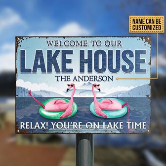 Flamingo Lake You're On Lake Time Custom Metal Sign - Gift - Thegiftio UK