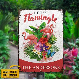 Personalized Flamingo Let's Flamingle Metal Sign - Gift - Thegiftio UK