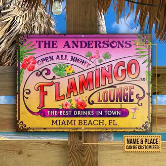 Flamingo Lounge All Night Custom Metal Sign - Thegiftio UK