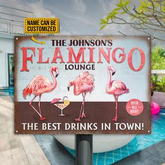Personalized Flamingo Lounge Best In Town Metal Sign - Gift - Thegiftio UK